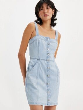 ✨ Levi’s Drea Denim Button Front Mini Dress Size Small ✨